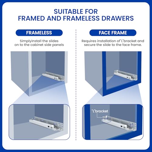 LONTAN Undermount Soft Close Drawer Slides 21 Inch Hidden Bottom Mount Full Extension Cabinet Rails with Rear mounting Bracket and Locking Devices 1 Pair Concealed Drawer Runners 100lb Load Capacity - Image 7