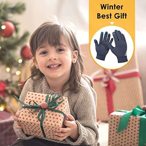 Aotow Winter Running Gloves For Kids - Kid Touch Screen Gloves Warm Thermal Mittens Anti-Slip Bike Snow Ski Soccer For Boys Girls - Gray #TOP6