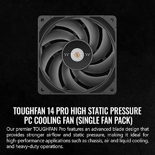 Image of Thermaltake TOUGHFAN 14 Pro High Static Pressure PC Cooling Fan, PWM Controlled 500~2000 RPM, Air Flow 119.6 CFM, Gen.2 Hydraulic Bearing 140mm Case /Radiator Fan (1 Pack) CL-F140-PL14BL-A Black