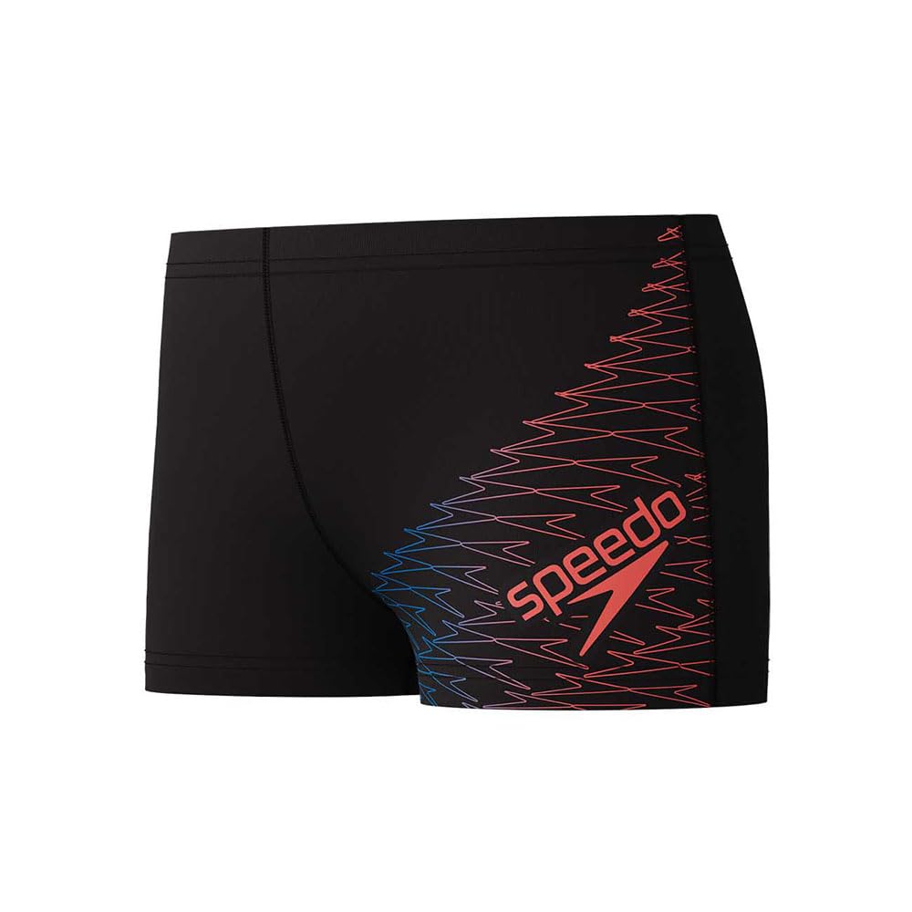 Speedo Boys Black Medley Logo Aquashort Swim Trunks Swimmers Red Size 15-16 Years