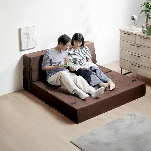 ソファーマット マットレス ウレタン パイル生地 パイル カバー カバー洗濯可能 洗濯可 通気性 高反発 硬め 固め ローソファ 折りたたみ ソファーベッド 190ニュートン 20cmダブル BR(ブラウン)