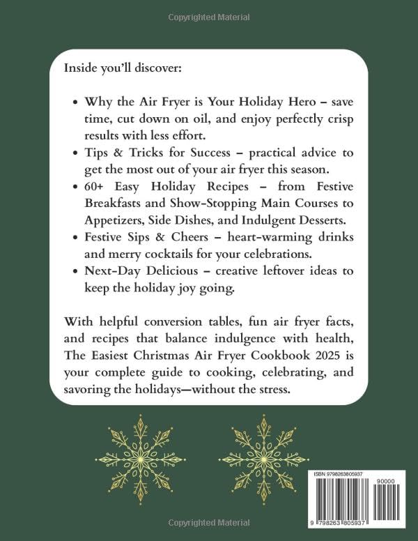 The Easiest Christmas Air Fryer Cookbook 2025: Festive, Healthy, and Stress-Free Holiday Recipes for Appetizers, Dinners, and Desserts — With Metric and Imperial Units for Worldwide Cooks image 3