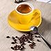 ionEgg Taza de café expreso de porcelana con platillo y mini cucharas de acero inoxidable Imagen de ionEgg Taza de café expreso de porcelana con platillo y mini cucharas de acero inoxidable