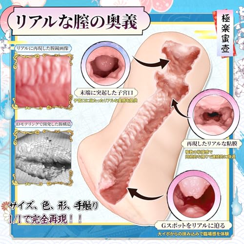 オナホ オナホール 極楽蜜壺 シリコン素材100％ 内外再現 高弾力 油染み減少 手触りもちもち 人気ランキング 男性用 非貫通 繰り返し おなほーる 洗いやすい アダルトグッズ 730ｇ soulove - 画像3