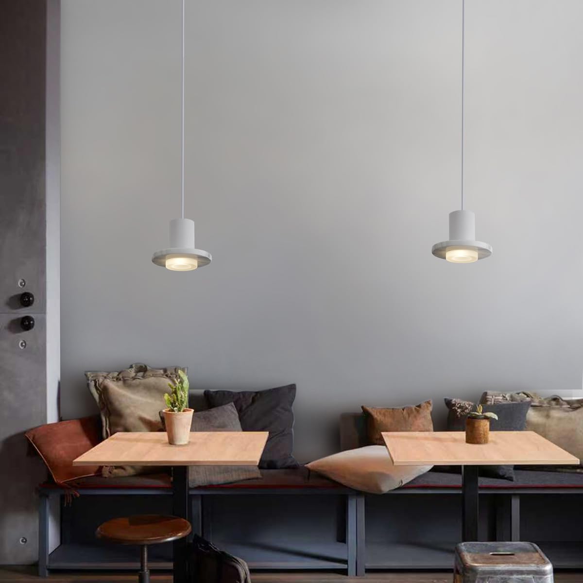 Lámpara Colgante Blanca de Piedra,Lámpara Wabi Sabi para Dormitorio,Lámpara Moderna de Mesa de Comedor Gris de 1 Foco con Pantalla de Aluminio y Mármol Ø18cm,Luz Pendiente GU10 para Cocina,Cafés,Barra