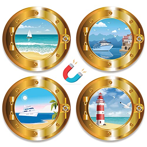 Imanes de puerta con diseño de portilla de crucero, 4 piezas