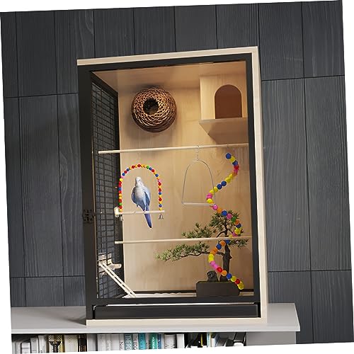 Image of Angoily Bird Swing for Cage Hummingbird Perch Swing Stainless Steel Construction Bird Toy for Cockatiels Parrots Decor