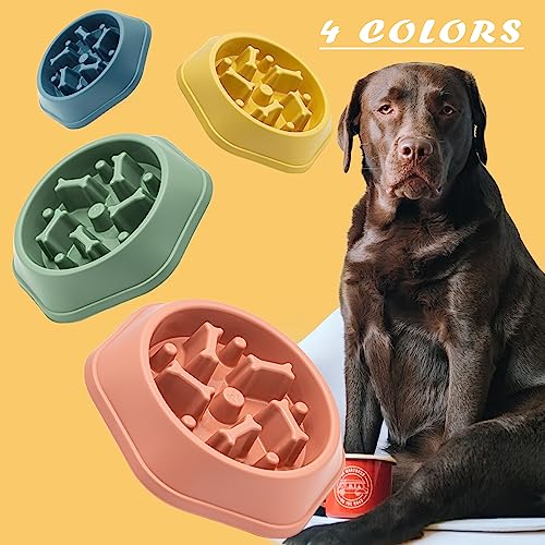Dog Bowl Slow Feeder Dog Bowl Bloat Stop Dog Food Bowl Interactive Puzzle Healthy Eating Bowl (Navy blue) - Image 4