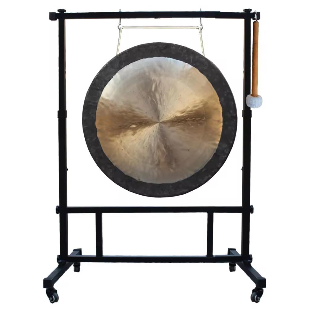 Gong Tam Tam en Bois Chau Gong, gongs Traditionnels Chinois Fengshui avec Batteur en Bois pour Grande Chanson,30cm