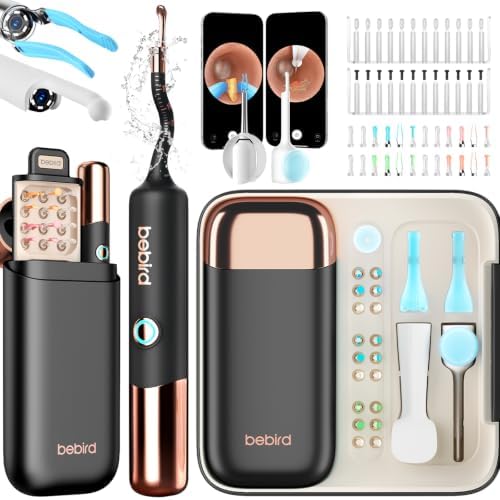 BEBIRD EarSight Ultra 5G WiFi Ohrenreiniger mit flexibler Kamera, Ohrenschmalz Entferner Set mit 30+ Zubehör, sicheres Pflegegerät für die Heimanwendung-Sterne schwarz