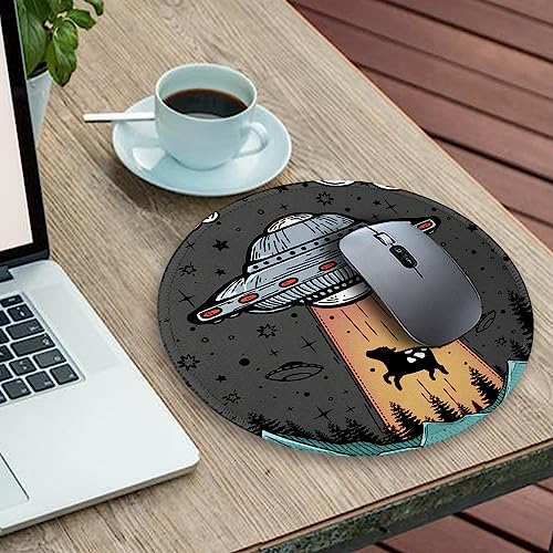 Image of Gctriki Round Mouse Pad, Mini Mouse Pad for Desk, Funny Art UFO Mousepad,Stitched Edge Non-Slip Rubber Base, Laptop Computer Mouse Pads for Wireless Mouse, Office Decor Desk Accessories