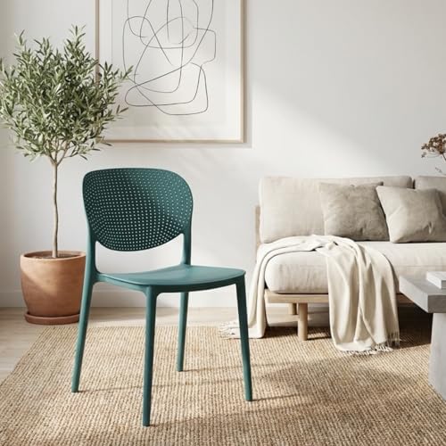 Image of INNOWIN Casper Stackable Arm Chair | Accent Chair for Living Room Home, Bedroom, Cafe and Hotels | 3- Year Warranty | Plastic | Peacock Blue