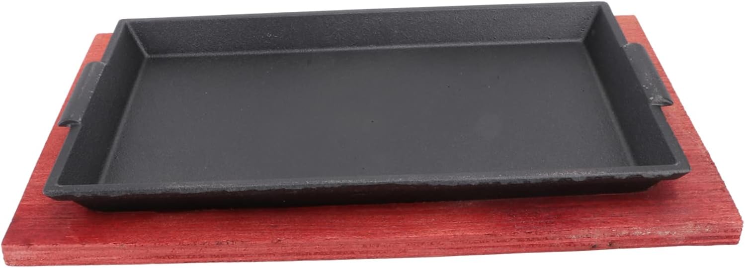 Non-stick Cast Iron Steak Fry Pan for Induction Gas Cookers Bbq Grill Cookware Easy-clean Teppanyaki Plate for Beef Seafood and Vegetables