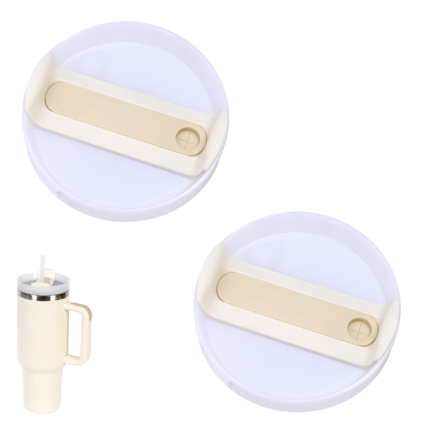 Paikatoa40 OZ Tumbler Lid Compatible for Stanley,2 Pack Spill Proof Splash Resistant Tumbler Covers Fit for Stanley Cup Accessory and More Coffee (Beige)