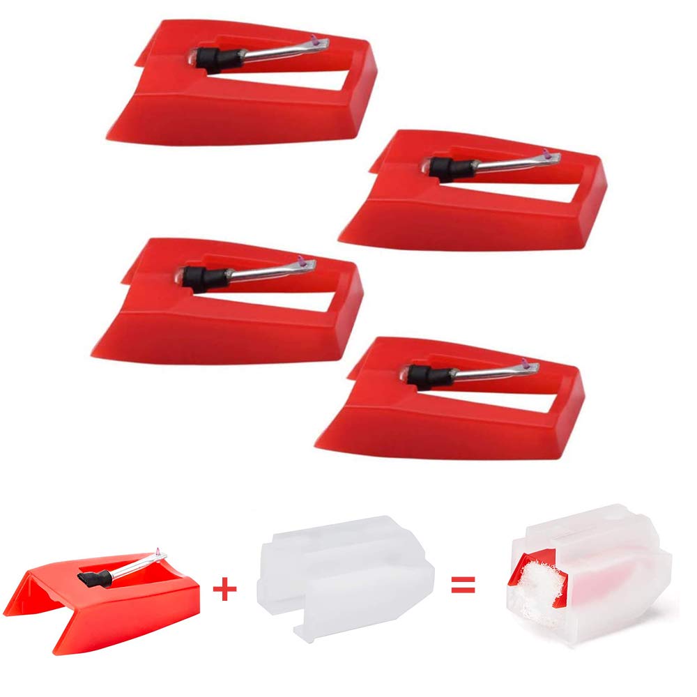 4PCS Record Player Needle Diamond Stylus Replacement for Turntable,Diamond Tip Needle for Turntables Crosley Ion Jensen Bush Teac Victrola Pyle Vinyl Record LP Player