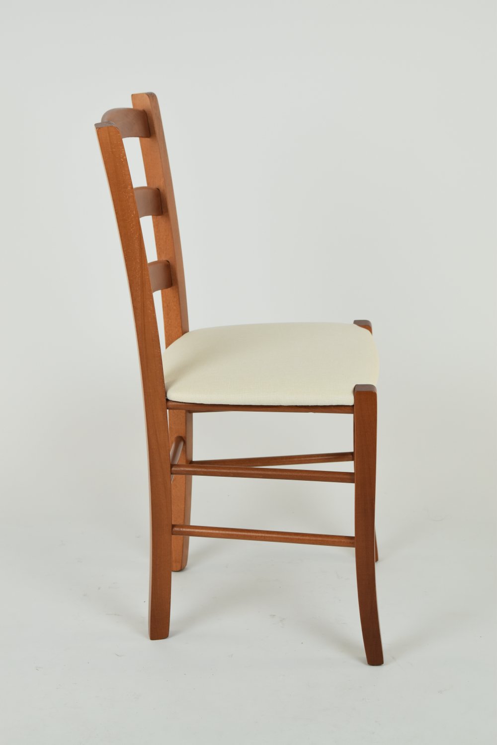 t m c s Tommychairs - Set 4 sillas Venice para Cocina y Comedor, Estructura en Madera de Haya Color Cerezo y Asiento tapizado en Tejido Color Marfil