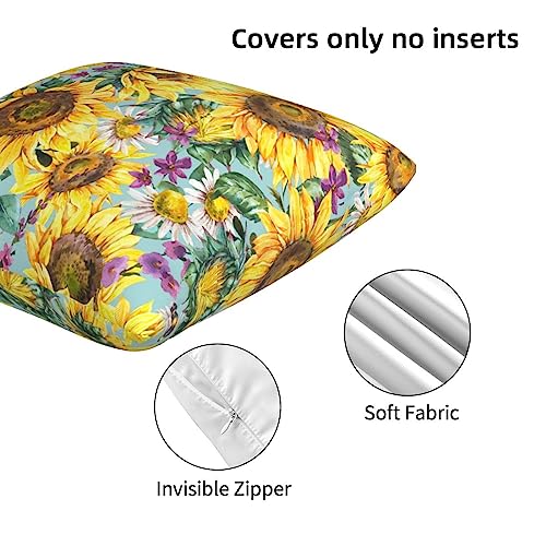 Vintage Sunflower Throw Pillow Covers 18 X 18 Inch Set Of 2 Decorative Summer Floral Pillow Cases Cushion Covers For Sofa Couch Car Bedroom Home Decor #TOP5