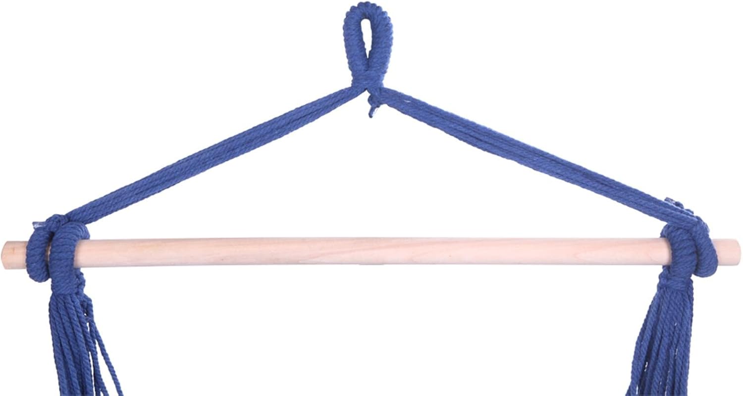 Distinctive Cotton Canvas Hanging Rope Chair with Pillows Blue