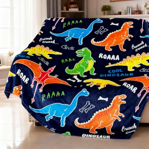 Image of COMFAR Dinosaur Blanket for Boys, Dinosaur Glow in The Dark Blanket for Kids /Toddler /Baby, Soft Fleece Blankets and Throw, Birthday 40 inchx 50 inch
