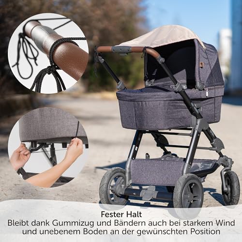 Zamboo Universal Sonnensegel - verstellbarer Kinderwagen Sonnenschutz mit UV Schutz 50 - flexibles Sonnenverdeck für Babywanne - Beige