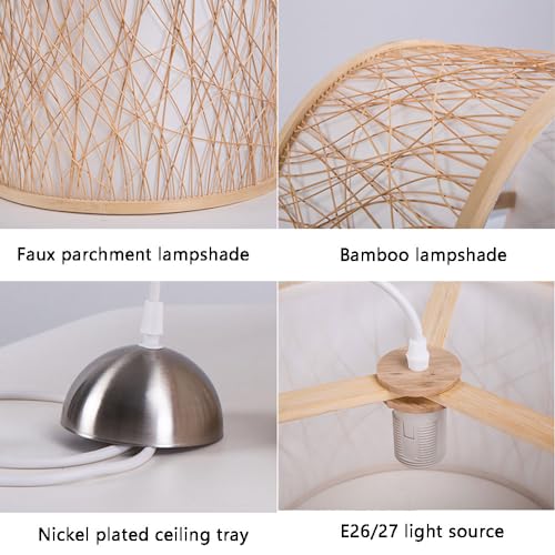 Lustre industriel en bambou de 14,9 pouces pour chambre - 6