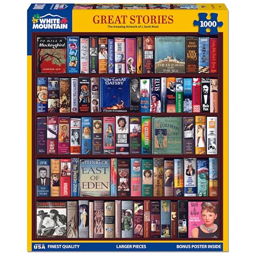 White Mountain 1000 Piece Jigsaw Puzzle Classic Literature and Classic Books Puzzles with Large Pieces for Adults and Family 24'x30' - Great Stories