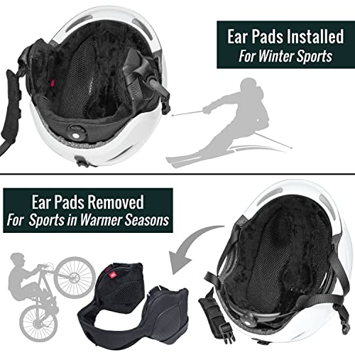 Turboske Ski Helmet, Snowboard Helmet Snow Sports Helmet, Audio Compatible Helmet For Men, Women And Youth (L, White) #TOP4