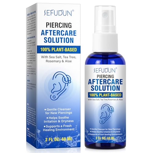 MXCZBSM Spray después del Piercing 60ml | Con Agua de Mar y Árbol de Té para Limpieza y Cicatrización | Alivia Enrojecimiento| Sin Alcohol para Piel Sensible | Oreja, Nariz, Ombligo