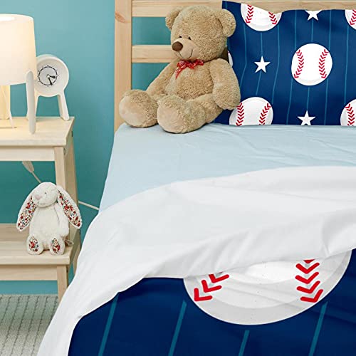 Parure de lit simple baseball housse de couette douce 2 taies d'oreiller étoiles