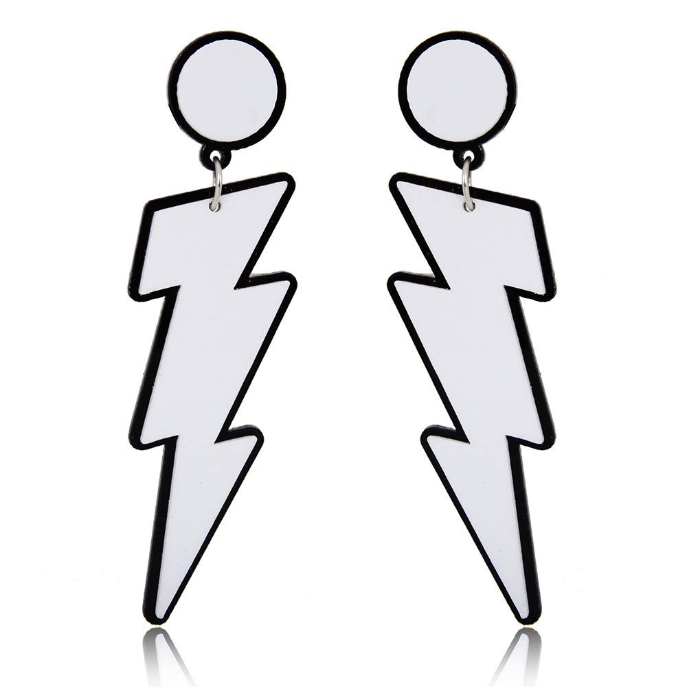 RUIZHEN Big Yellow White Rose Simple Lightning Acrylic Long Drop Earrings for Women Punk Night Club Jewelry