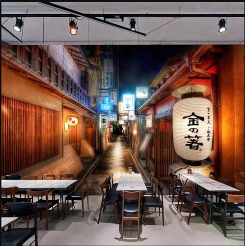 カスタム壁画壁画ストリート日本食レストラン寿司ショップ背景壁装飾壁紙リビングルームソファ寝室テレビの背景壁壁画壁紙ホームデコレーション-200X140Cm
