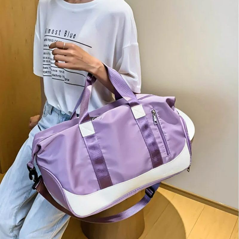Bolsa De Mão Mala Viagem Academia Feminina Masculina Super Grande, Compartimentos Com Zíper, Espaço Para Tênis Ou Roupas Sujas Alça Removível Modelo Transversal Bordo Poliéster (Lilás Claro) Bolsa De Mão Mala Viagem Academia Feminina Masculina Super Grande, Compartimentos Com Zíper, Espaço Para Tênis Ou Roupas Sujas Alça Removível Modelo Transversal Bordo Poliéster (Lilás Claro)