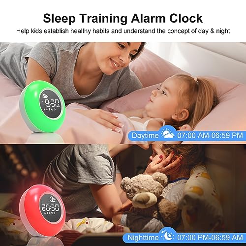 Apuzom M5 Kids Alarm Clock For Bedrooms, Toddler Sleep Training Clock With Night Light, Sound Machine, Dual Alarm - Dimmable Children Wake Up Clock thumb #1
