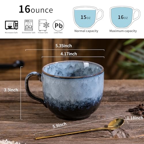 Noevany Coffee Mug Set Of 4 - Ceramic 15 Oz Coffee Cup With Handle thumb #3