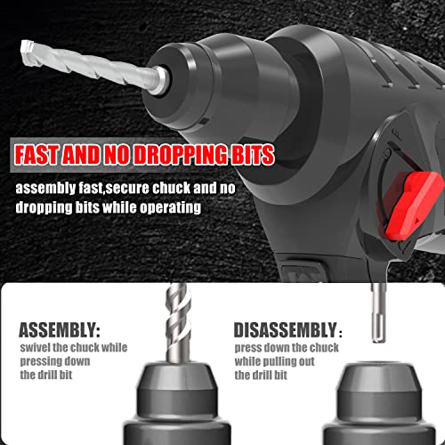 Powerland HD08 Akku-Bohrhammer 20 V Akku-Bohrhammer 3-in-1-Funktion mit 2.0 A Lion-Akku/Schnellladegerät Li-Ionen-Werkzeugsatz gutes Werkzeug für Zuhause in der Garage und im Freien – Bild 7