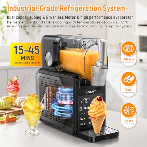 Slush-machine, 2,5 liter ijsmachine en slushie machine voor thuis, met led-display, 6 vooraf ingestelde programma's voor ijs, frappés, milkshakes, automatische reiniging