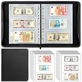 Uncle Paul Money Book - Leather Zipper Binder with Currency Pages Set Binders with 40 Sheets-240 Pockets...