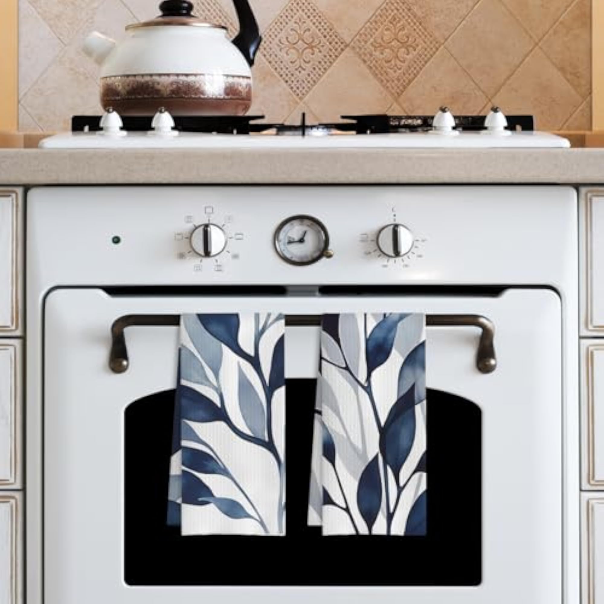 Boho Abstract Botanical Kitchen Towels Set of 2