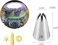 Vista 4 de Juego de puntas de glaseado grandes, 3 piezas, plata, estrella abierta, flor, juego de puntas de decoración de pasteles