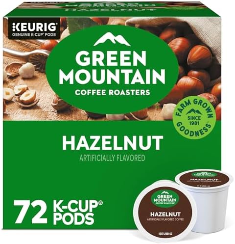 Green Mountain Coffee Roasters Hazelnut Keurig Single-Serve K-Cup pods, Light Roast Coffee, 72 Count