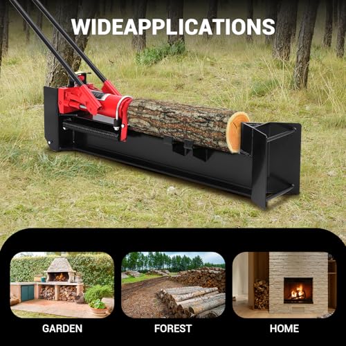 GarveeTech 12 T Hydraulic Log Splitter Wood Cutter, Manual Log Splitter with Horizontal Full Steel Beam & Built-in Wheel