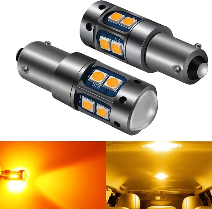 YEORO 2pcs AC/DC 9-36V BA9S Bombillas LED Ámbar miniatura 8