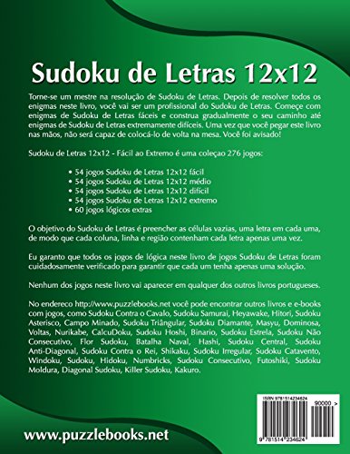 Sudoku de Letras 12x12 - Fácil ao Extremo - Volume 3 - 276 Jogos