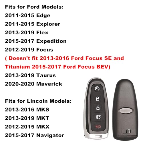 MechanMagic Replacement Car Key Fob Smart Keyless Entry Remote Start Control fits for Ford Explorer Edge 2011-2015 Flex Taurus 2013-2019 Expedition Focus Lincoln MKS MKT MKX Navigator M3N5WY8609 by MechanMagic - Image 2