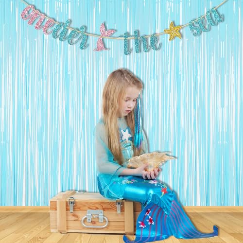 BRAVESHINE Pastel Blue Fringe Curtains Party Streamers Backdrop | 2 Pack by BRAVESHINE - Used condition - Image 3
