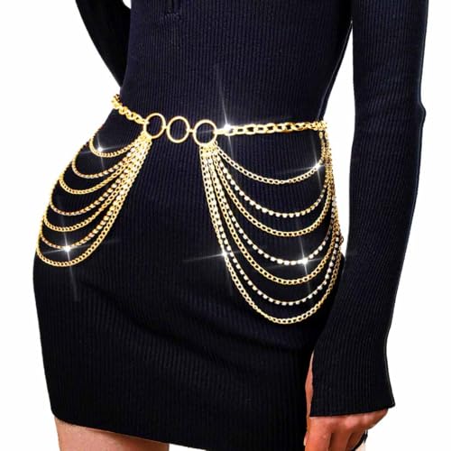 COSYDAYS Silver Rhinestone Chain Belt Sparkly Diamond Waist Chain Fashion for Women2
