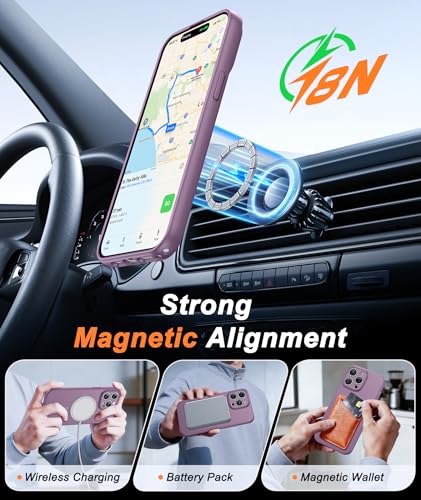 Image of FNTCASE for iPhone 14 Pro Max Case Lavender: [Compatible with Magsafe] Solid Matte 14 Pro Max Magnetic Phone Cover with [Full Camera Protection] [Screen Protector] Military Grade Shockproof Protective