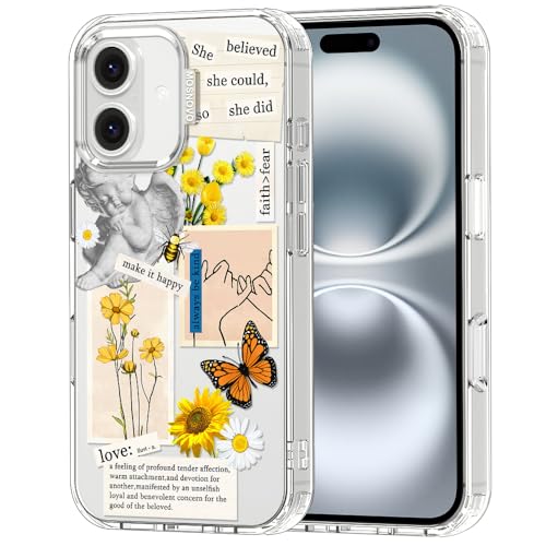 MOSNOVO Case for iPhone 16 Plus, [Buffertech 6.6ft Military-Grade Drop Protection] [Anti Peel Off Tech] Clear TPU Bumper Phone Case Cover Design - Vintage Collage Art by MOSNOVO - Used condition - US$18.55