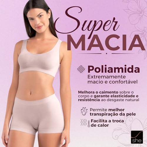 Calcinha Boyshort Sem Costura Microfibra Feminina Adulto She | Rosa | G