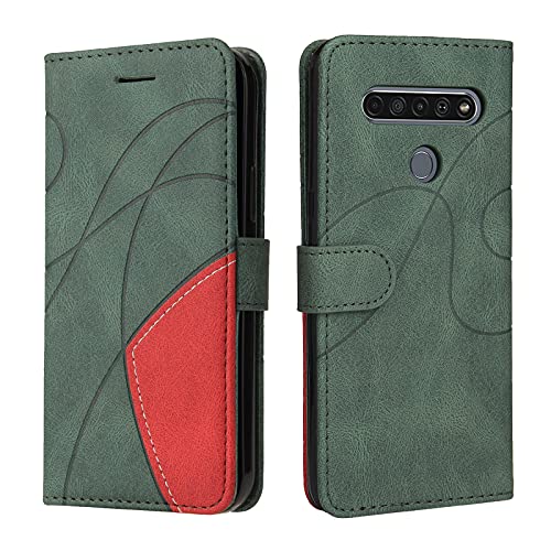 Fatcatparadise Funda para LG K61 / Q61 / Q630, Flip Folio Libro de Cuero Carcasa de TPU, con Cierre Magnético, Ranura para Tarjeta, Tarjetero y Suporte, Capa Plegable Cartera, Tipo Étui Piel (Verde)